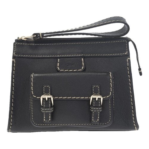 Pre-owned Chloé Edith Leather Clutch Bag In Black