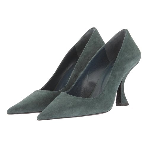 Pre-owned By Far Leather Heels In Green
