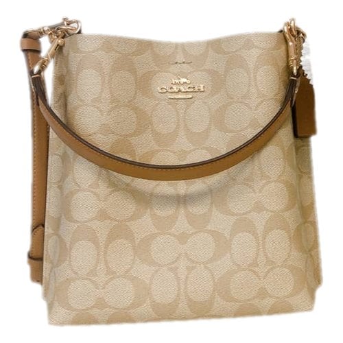Pre-owned Coach Leather Tote In Beige
