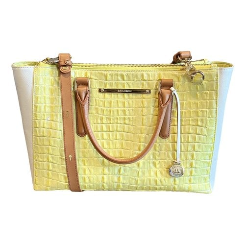 Pre-owned Brahmin Leather Satchel In Yellow