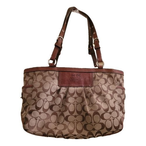 Pre-owned Coach City Zip Tote Cloth Tote In Brown