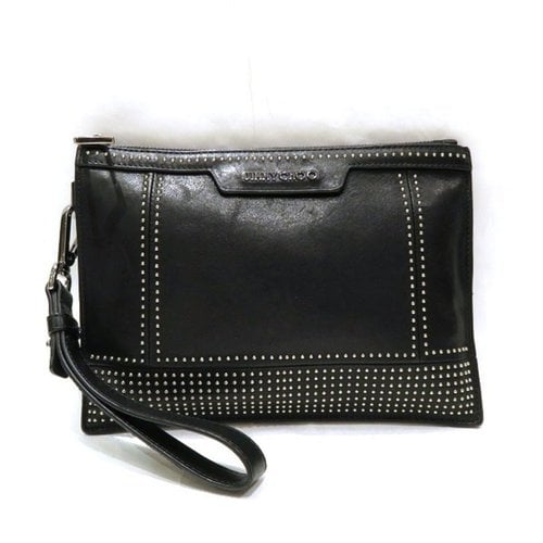 Pre-owned Jimmy Choo Leather Clutch Bag In Black