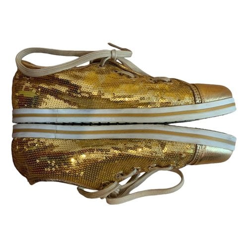 Pre-owned Dolce & Gabbana Glitter Trainers In Gold