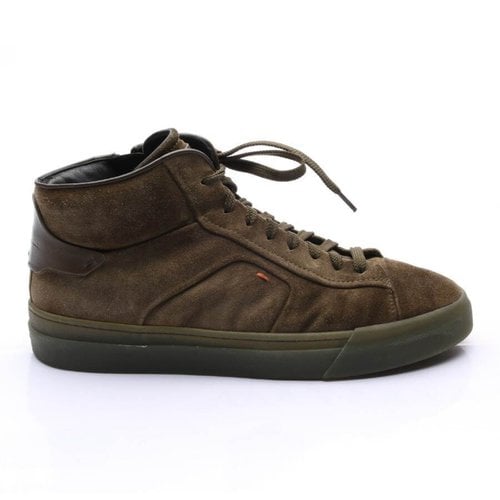 Pre-owned Santoni Leather High Trainers In Green