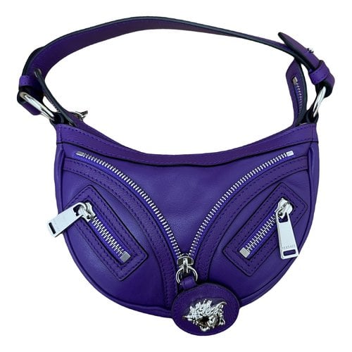 Pre-owned Versace Leather Handbag In Purple