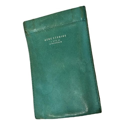 Pre-owned Acne Studios Leather Wallet In Turquoise