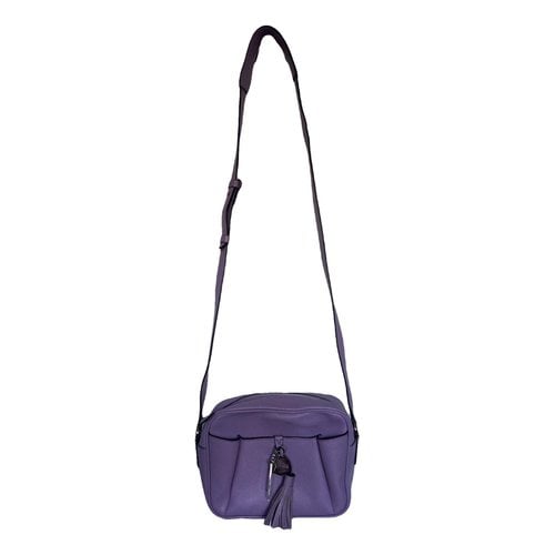 Pre-owned Lancel Nine Leather Crossbody Bag In Purple
