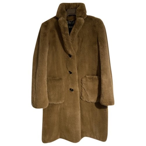 Pre-owned Seventy Faux Fur Coat In Camel