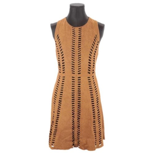 Pre-owned Maje Leather Mini Dress In Brown