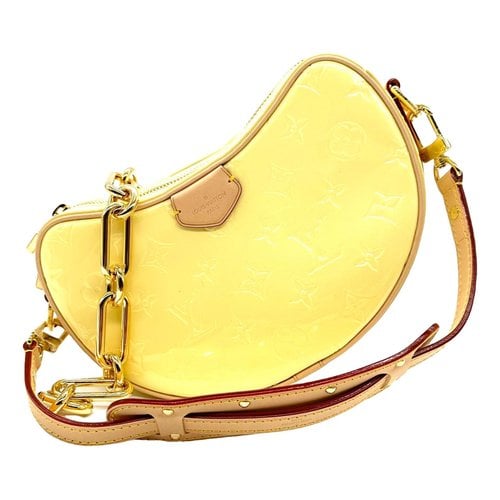 Pre-owned Louis Vuitton Croissant Patent Leather Handbag In Yellow