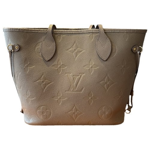 Pre-owned Louis Vuitton Neverfull Leather Tote In Beige