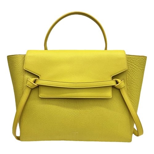 Pre-owned Celine Belt Leather Handbag In Yellow