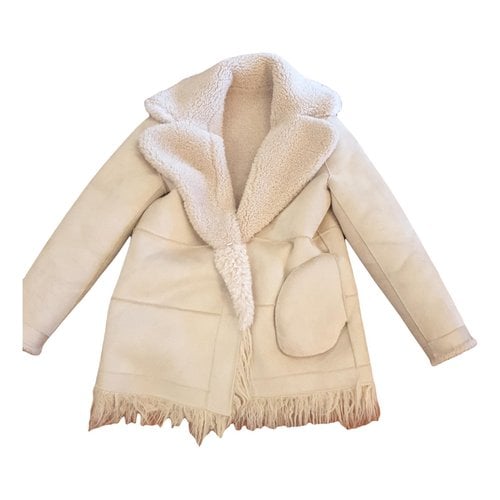 Pre-owned Marella Faux Fur Caban In Beige