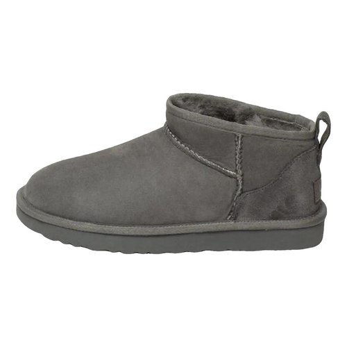 Pre-owned Ugg Leather Flats In Grey