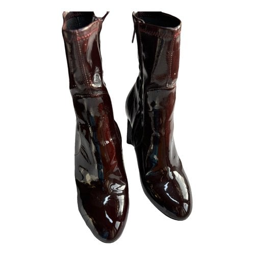 Pre-owned Louis Vuitton Leather Cowboy Boots In Burgundy