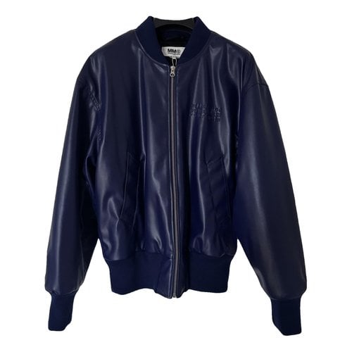 Pre-owned Maison Margiela Leather Jacket In Blue