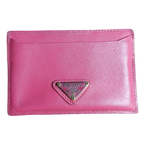Pre-owned Prada Leather Card Wallet In Pink