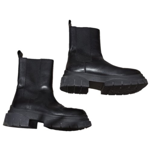 Pre-owned Ash Leather Biker Boots In Black