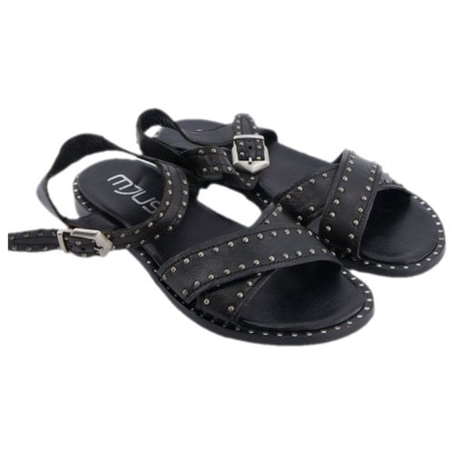 Pre-owned Mjus Leather Sandals In Black