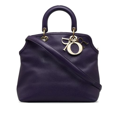 Pre-owned Dior Granville Leather Crossbody Bag In Purple