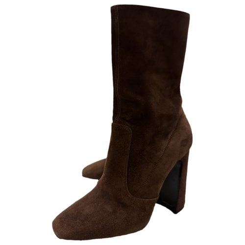 Pre-owned Saint Laurent Ankle Boots In Brown