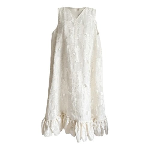 Pre-owned Balenciaga Silk Mid-length Dress In White