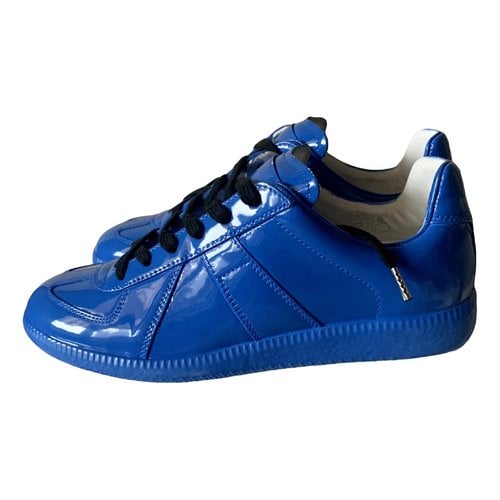 Pre-owned Maison Margiela Leather Trainers In Blue
