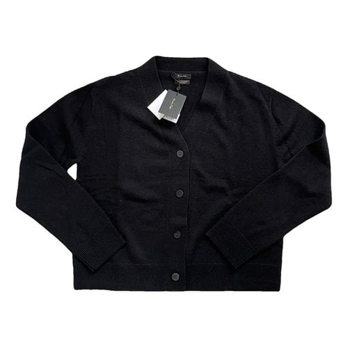 Pre-owned Massimo Dutti Wool Cardigan In Black