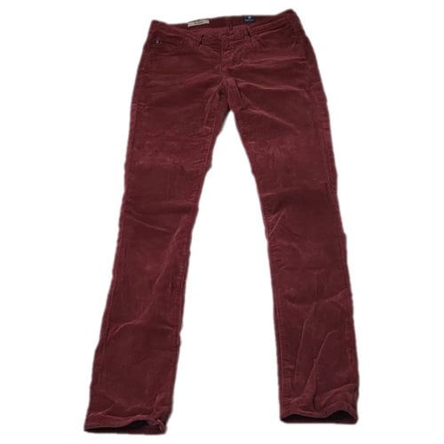 Pre-owned Ag Trousers In Burgundy