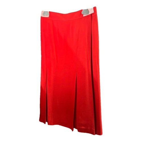 Pre-owned Prada Silk Mid-length Skirt In Red