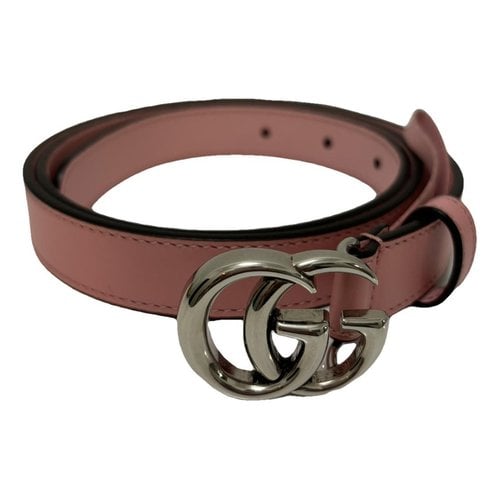 Pre-owned Gucci Gg Buckle Leather Belt In Pink