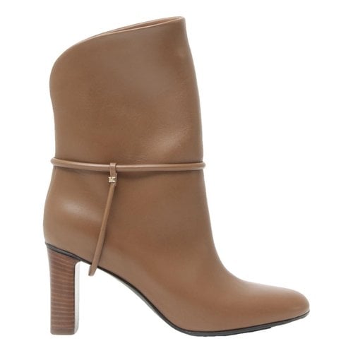Pre-owned Max Mara Leather Ankle Boots In Camel