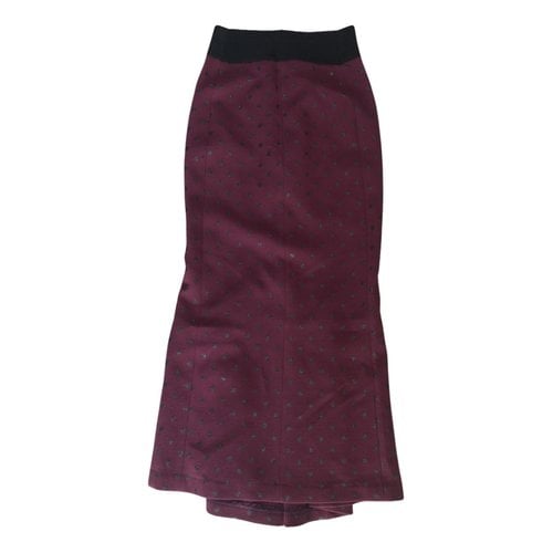 Pre-owned Marc Jacobs Wool Maxi Skirt In Burgundy
