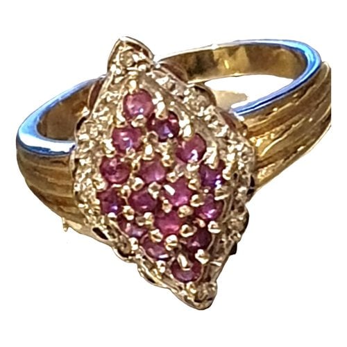 Pre-owned Georg Jensen Yellow Gold Ring In Pink