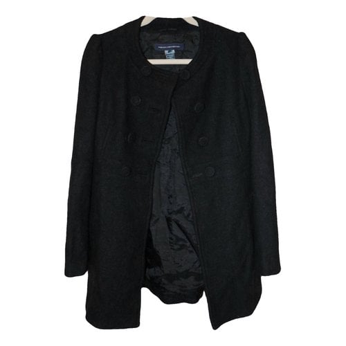 Pre-owned French Connection Wool Peacoat In Black