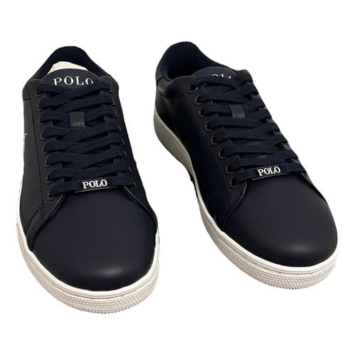 Pre-owned Polo Ralph Lauren Leather Low Trainers In Navy