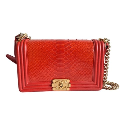 Pre-owned Chanel Python Handbag In Red