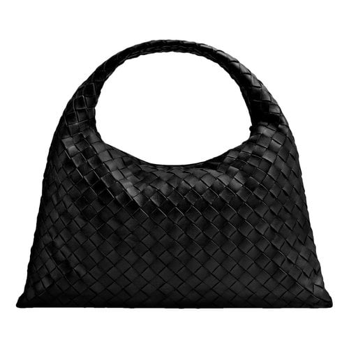 Pre-owned Bottega Veneta Hop Leather Handbag In Black