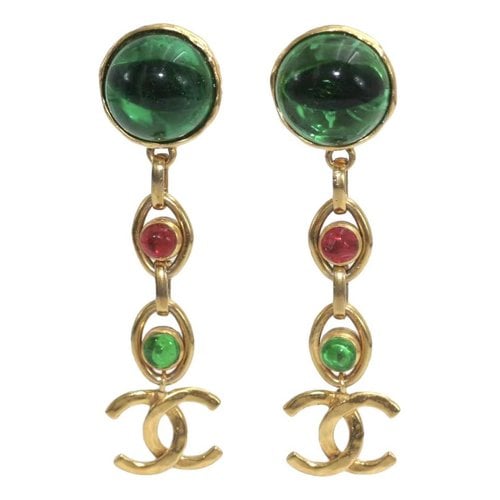 Pre-owned Chanel Gripoix Earrings In Green