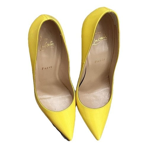 Pre-owned Christian Louboutin So Kate Leather Heels In Yellow