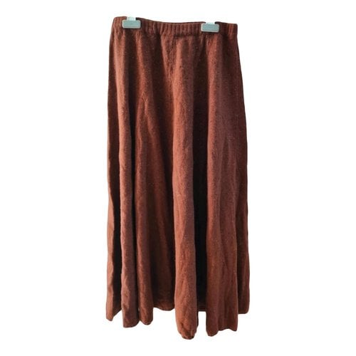Pre-owned Krizia Wool Maxi Skirt In Brown