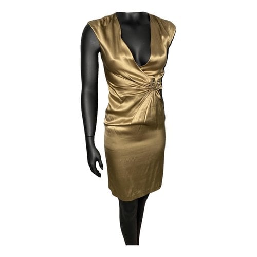 Pre-owned Roberto Cavalli Silk Mid-length Dress In Gold