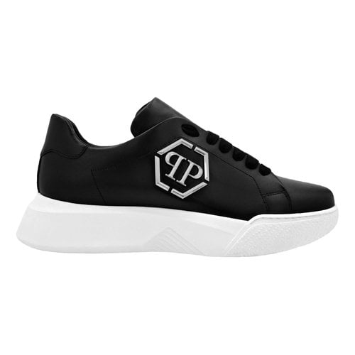 Pre-owned Philipp Plein Original Leather Low Trainers In Black