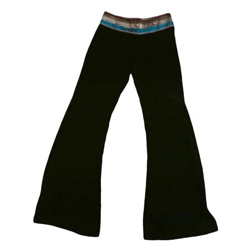 Pre-owned Roccobarocco Silk Trousers In Black