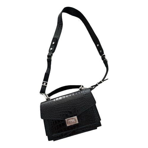 Pre-owned The Kooples Emily Leather Crossbody Bag In Black