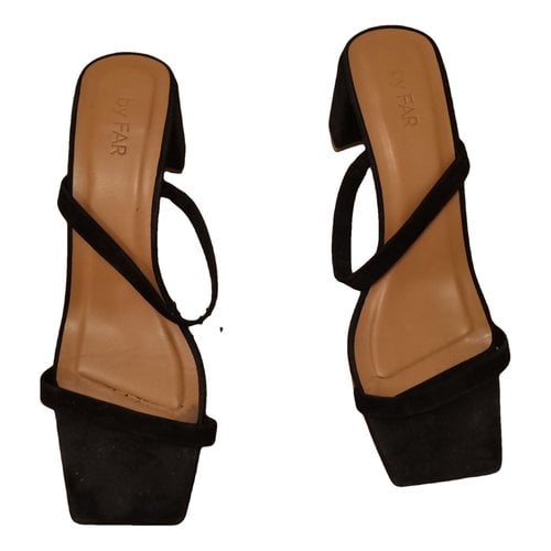 Pre-owned By Far Tanya Leather Sandal In Black