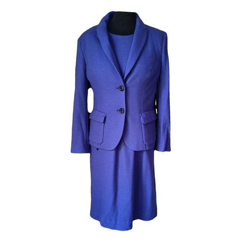 Pre-owned Marc Cain Wool Mid-length Dress In Blue