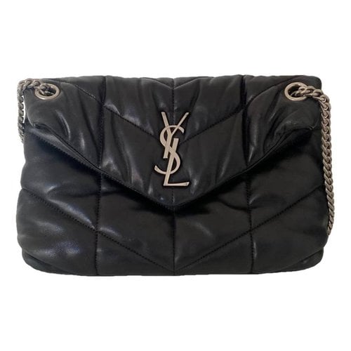 Pre-owned Saint Laurent Loulou Puffer Leather Handbag In Black