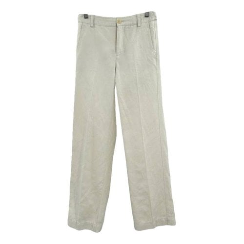 Pre-owned Vince Linen Trousers In White