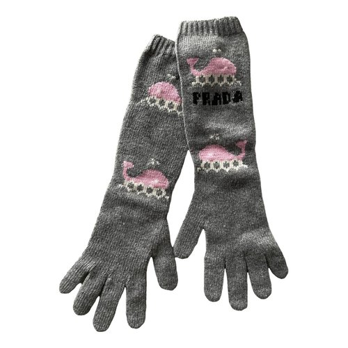Pre-owned Prada Cashmere Long Gloves In Grey